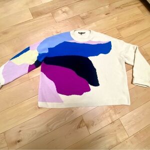 St. John Colorful Abstract Women's wool soft Sweater XL